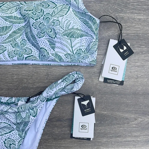 Rip Curl Rio Floral One Should Crop & Skimpy Coverage Bottoms, teal - Picture 14 of 16